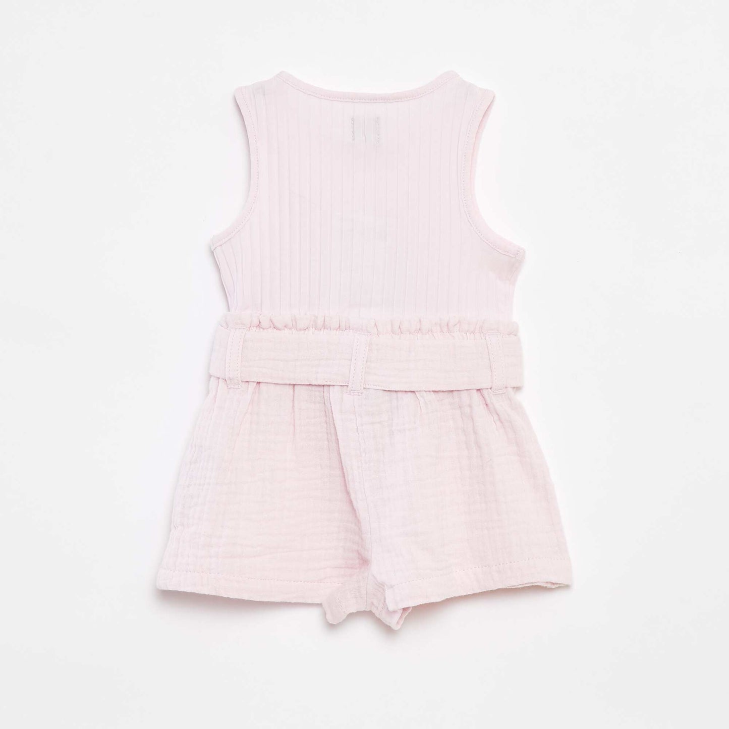 Sleeveless playsuit with tie belt PINK