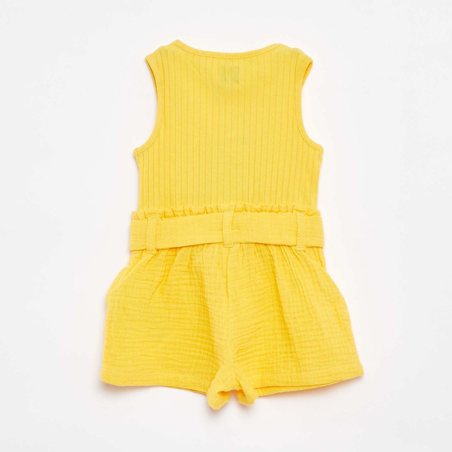 Sleeveless playsuit with tie belt YELLOW