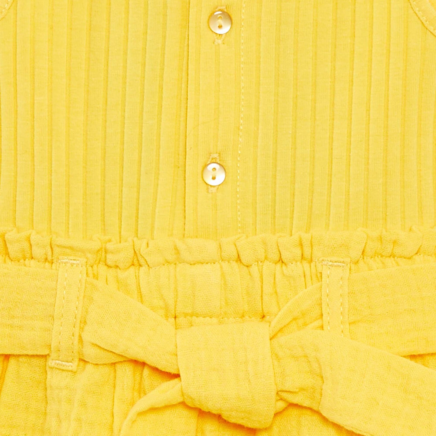 Sleeveless playsuit with tie belt YELLOW