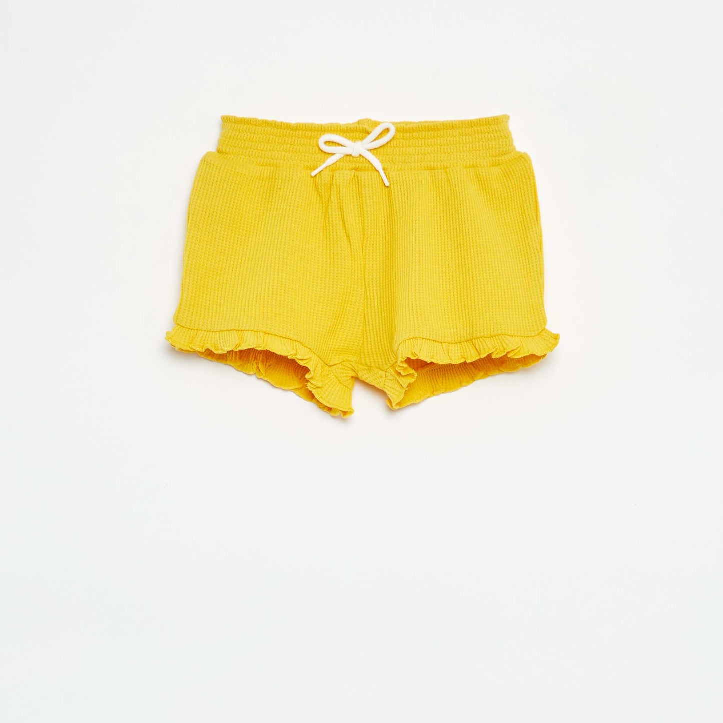 Waffle-knit shorts with scalloped edges YELLOW