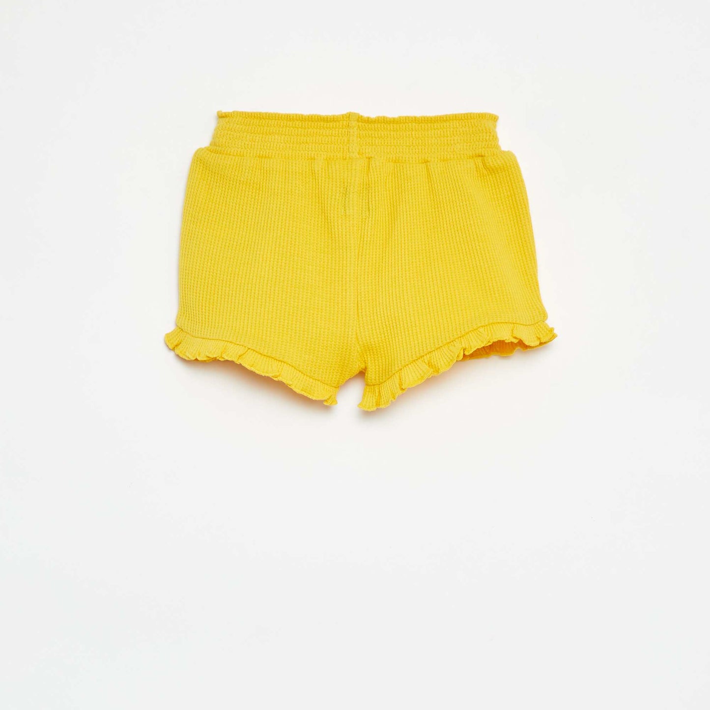 Waffle-knit shorts with scalloped edges YELLOW