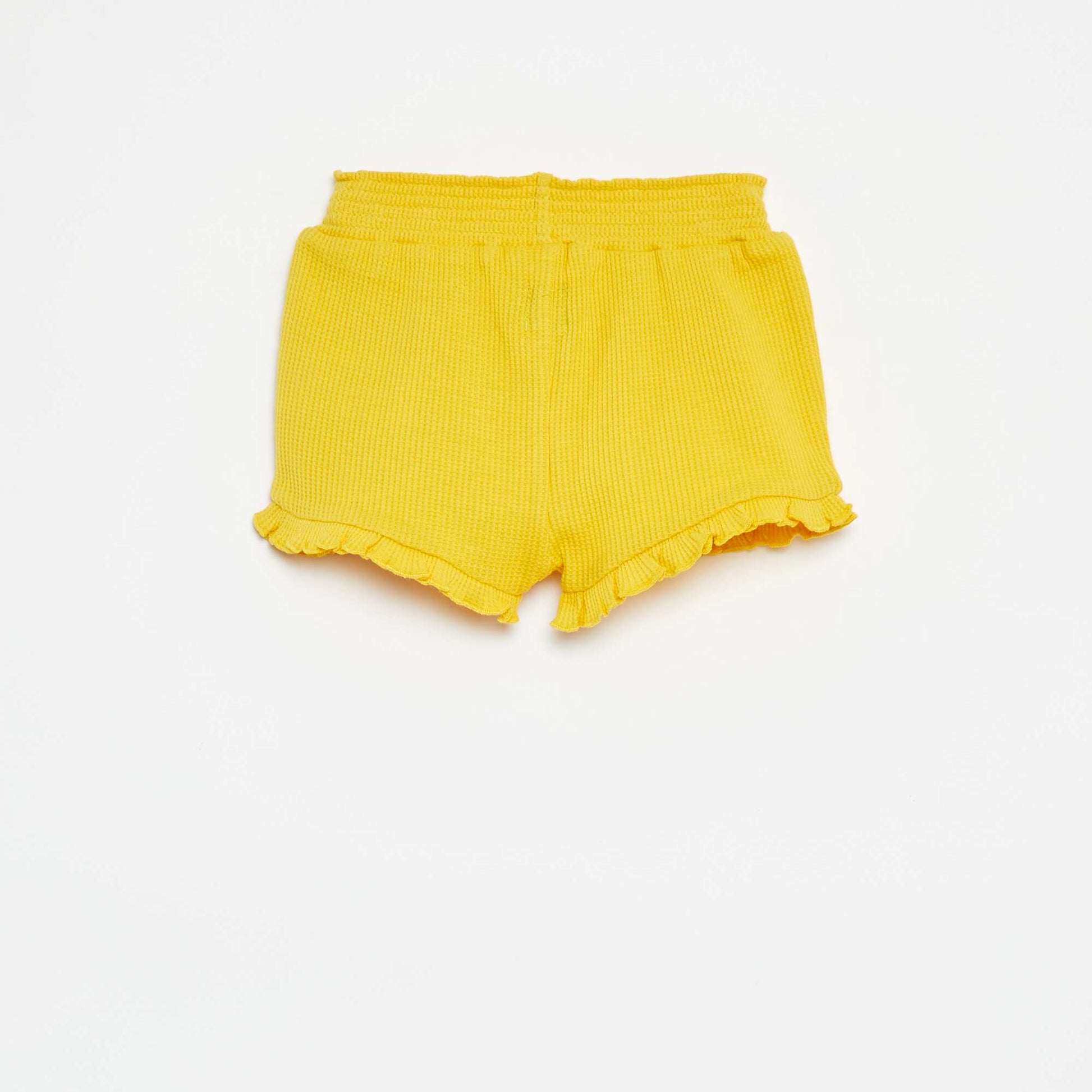 Waffle-knit shorts with scalloped edges YELLOW