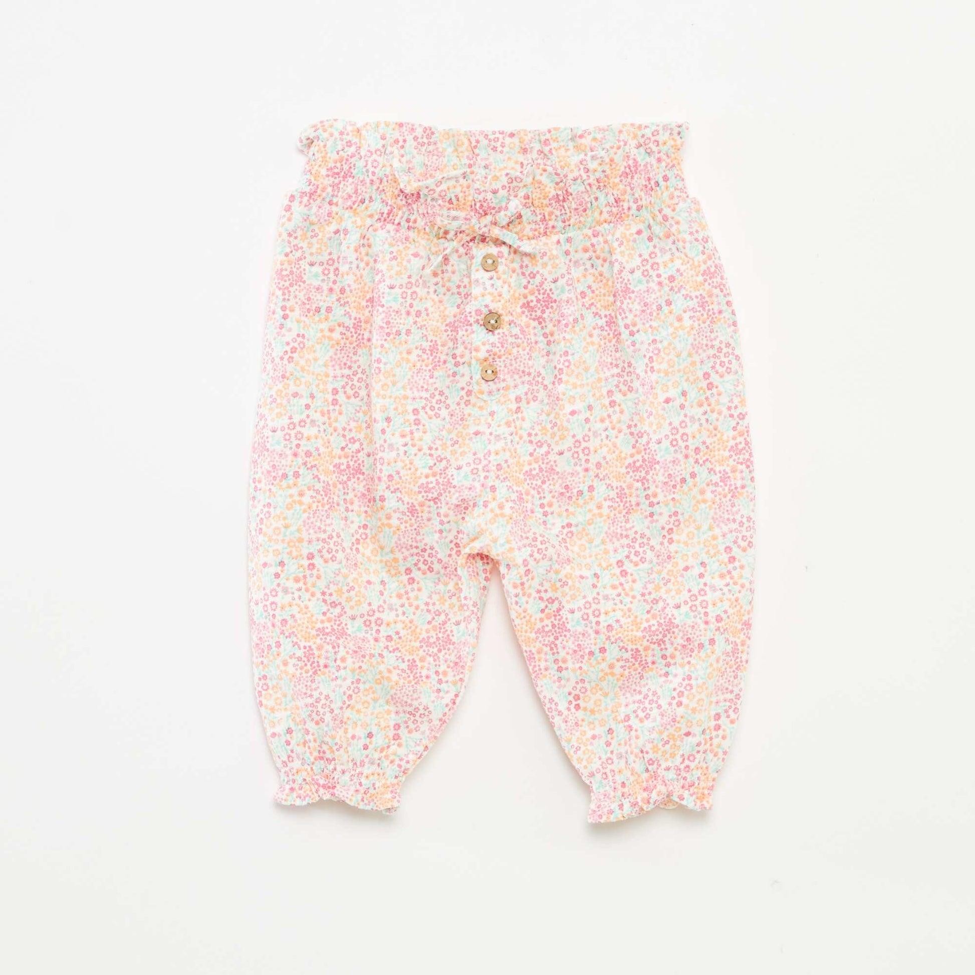 Printed marled harem trousers WHITE