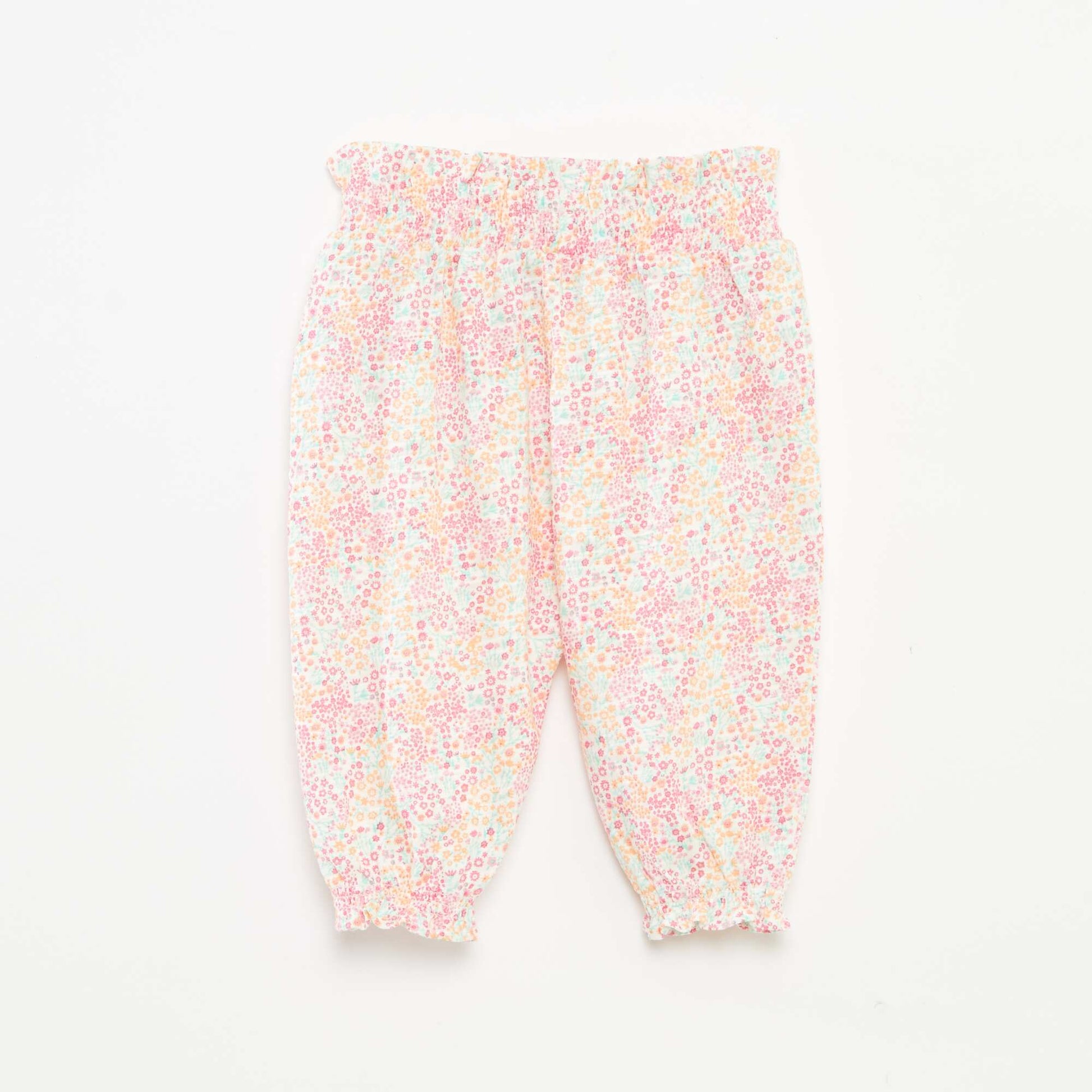 Printed marled harem trousers WHITE