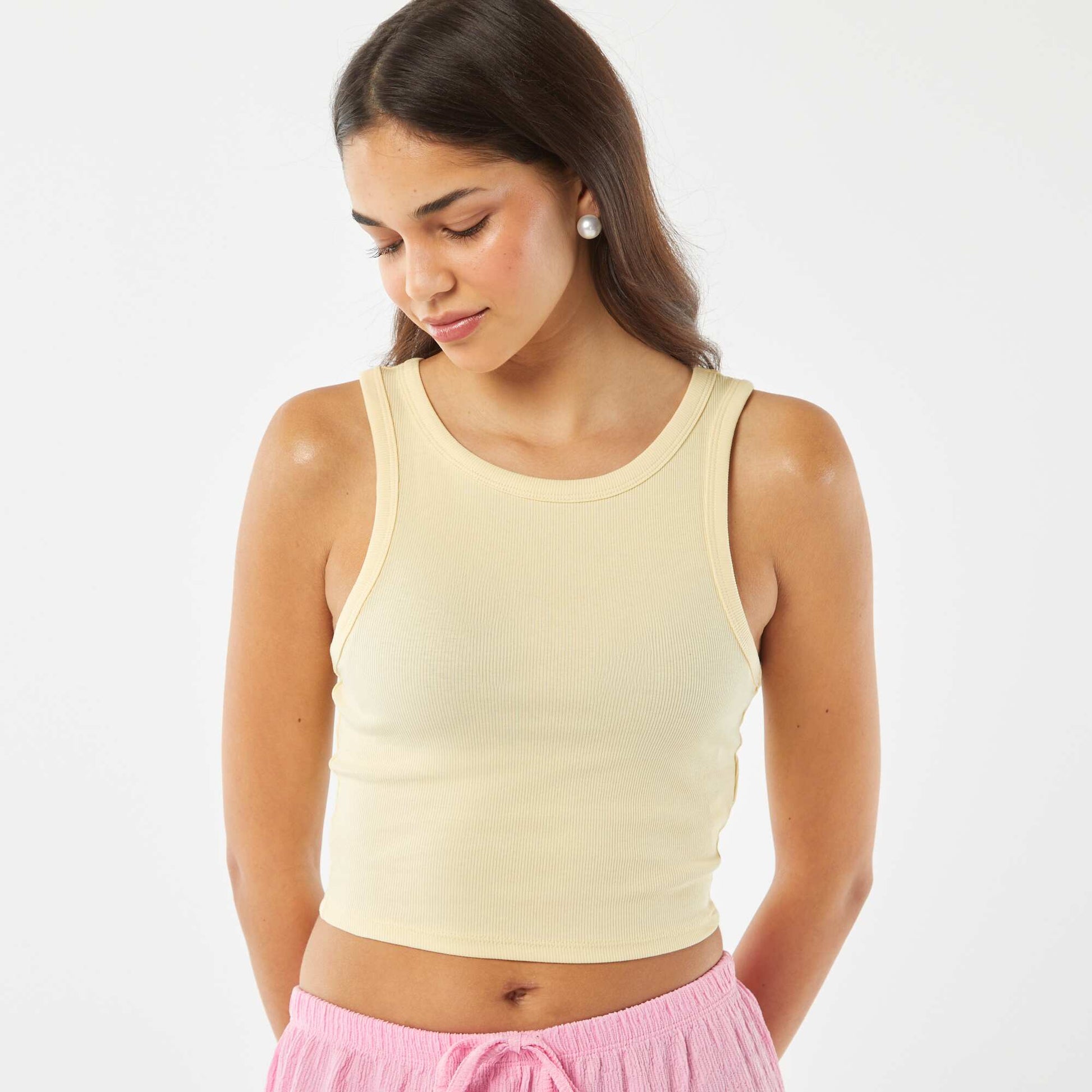 Vest top with cutaway arms YELLOW