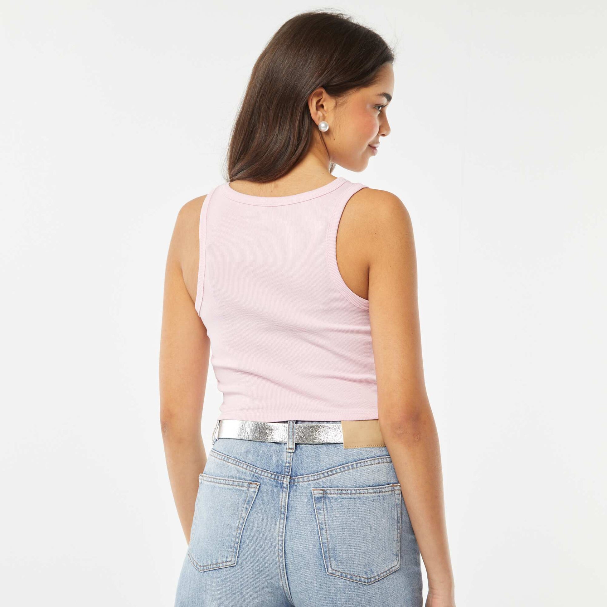 Vest top with cutaway arms PINK