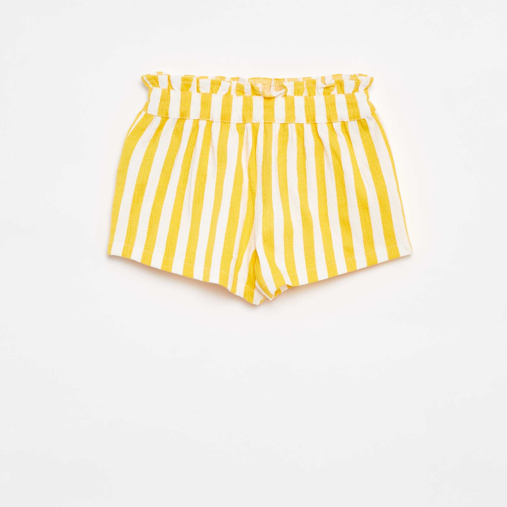 Striped textured knit shorts YELLOW