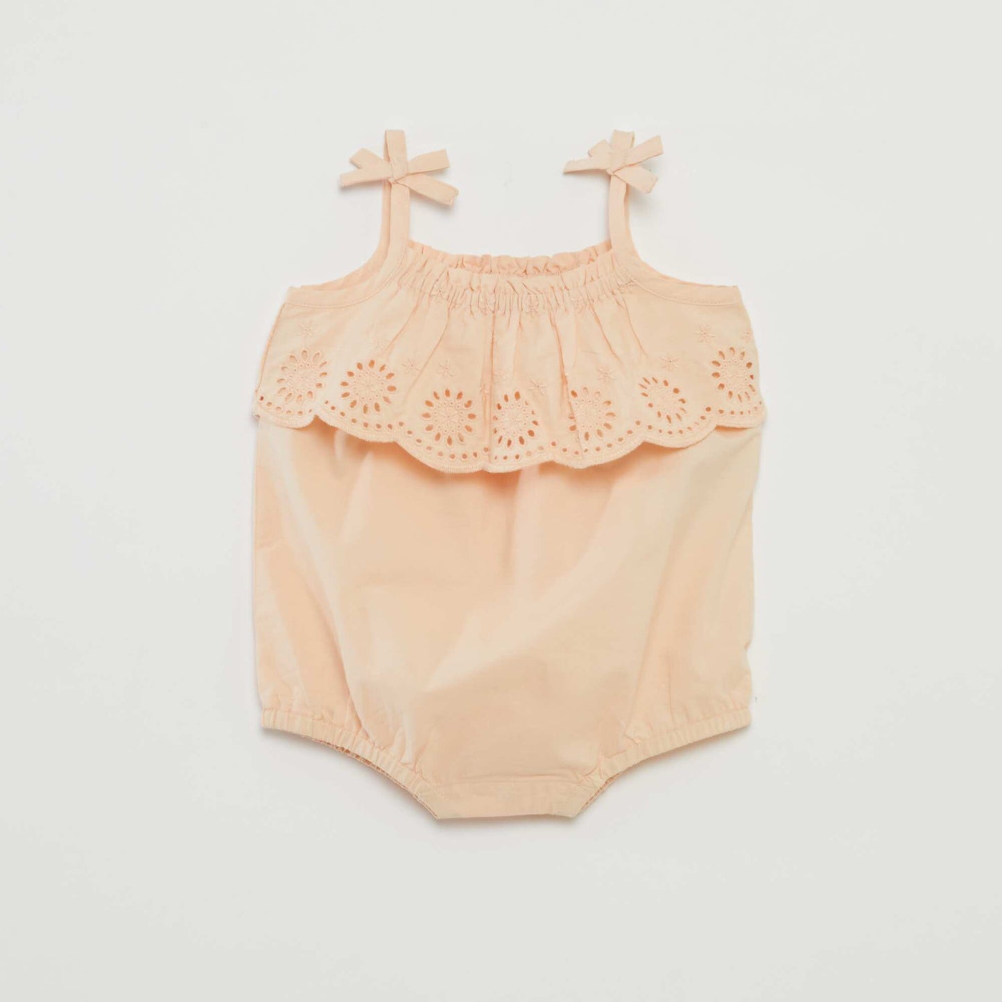 Short romper suit with broderie anglaise BEIGE
