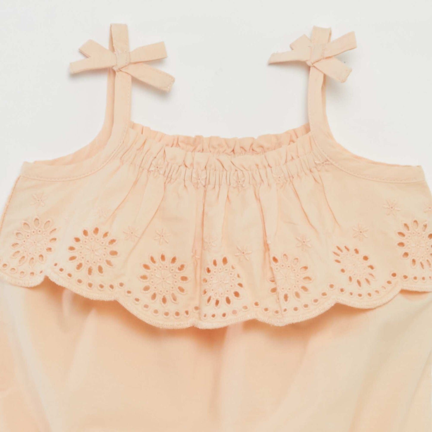 Short romper suit with broderie anglaise BEIGE