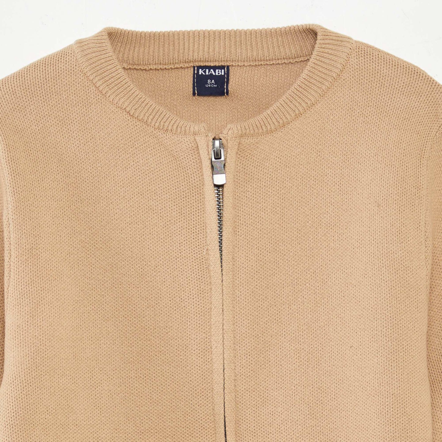 Knitted zip-up cardigan BEIGE