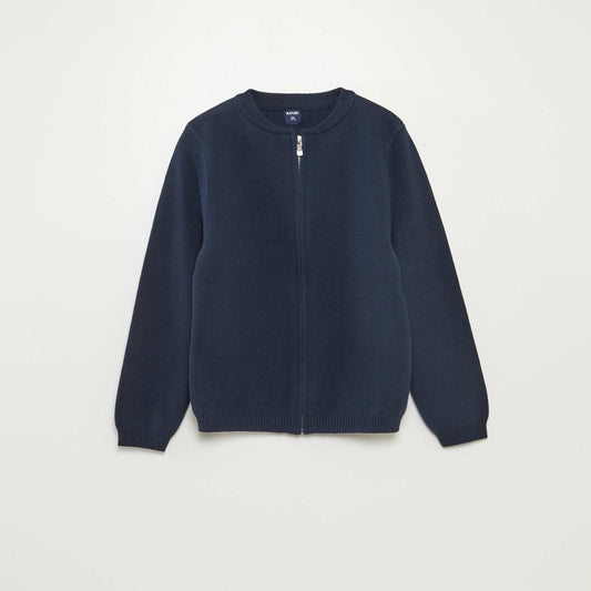 Knitted zip-up cardigan BLUE