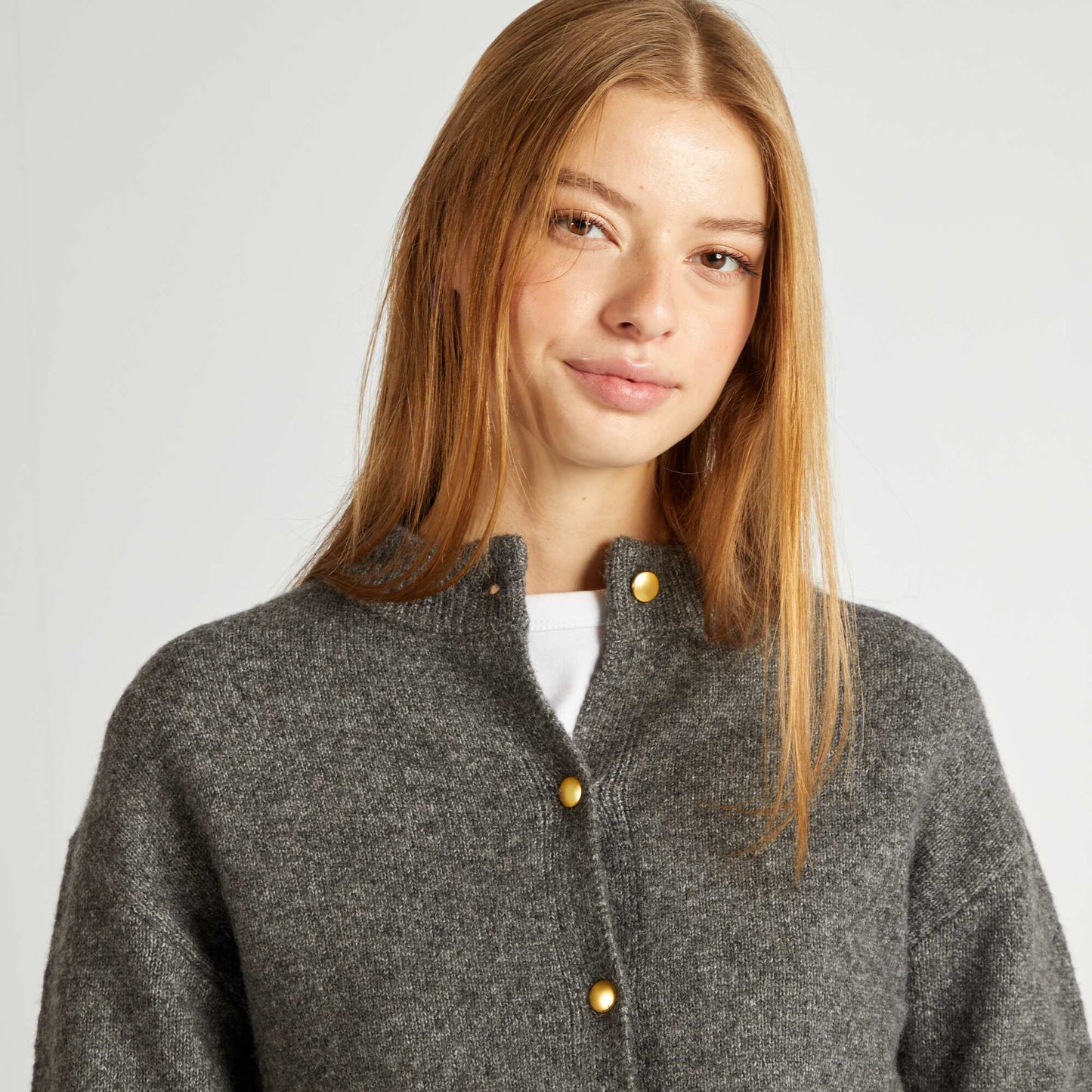 Round-neck cardigan GREY