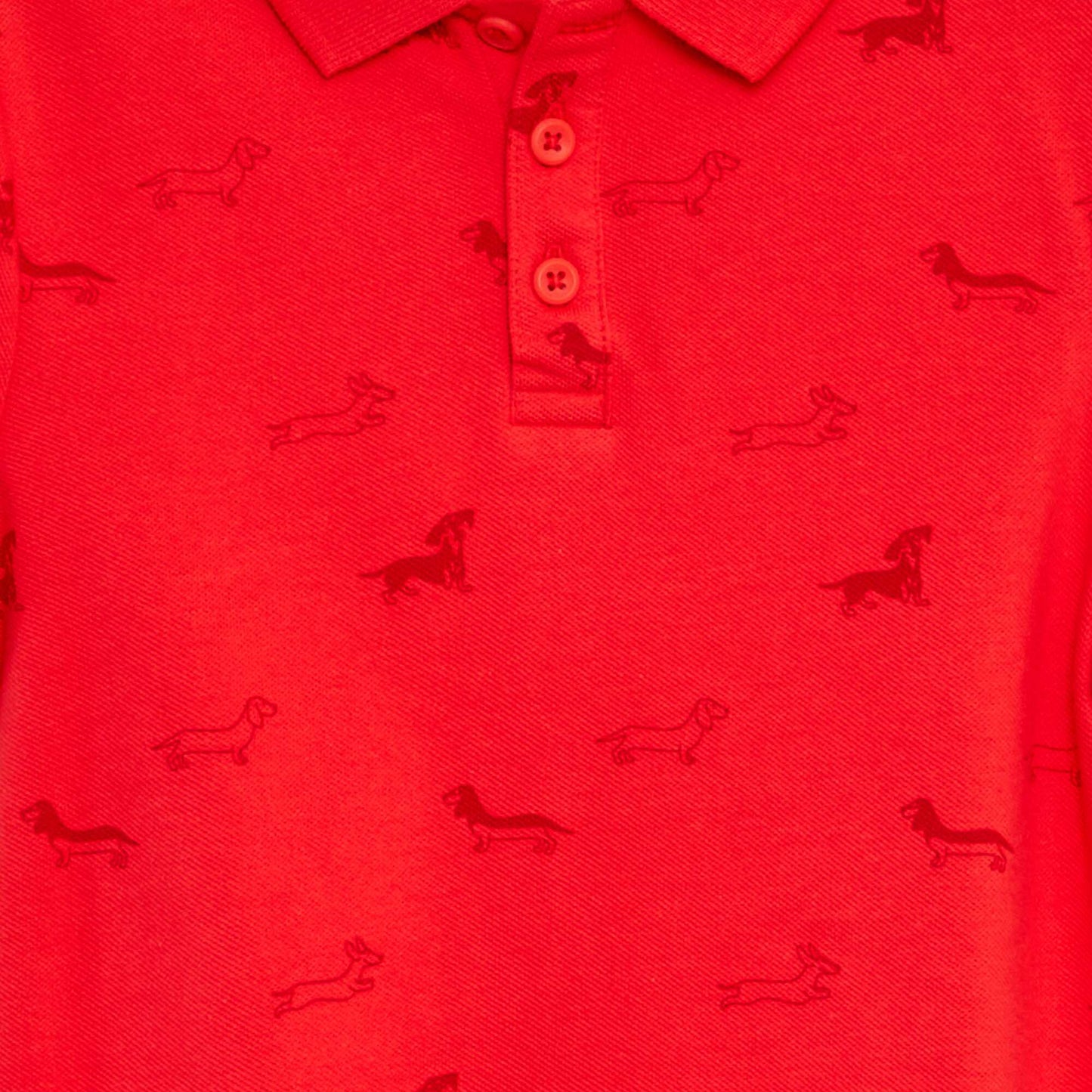 Piqué knit polo shirt RED