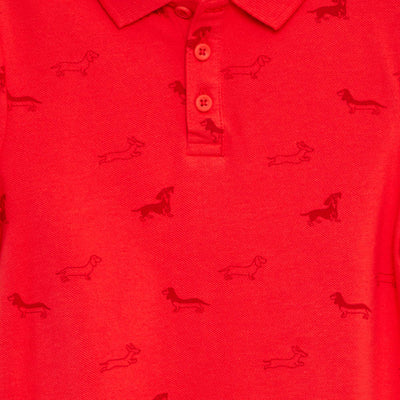 Piqué knit polo shirt RED