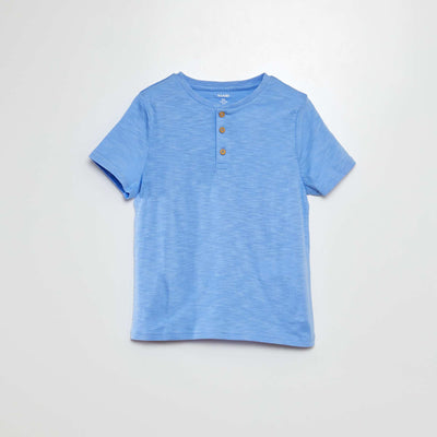 Short-sleeved T-shirt with grandad collar BLUE