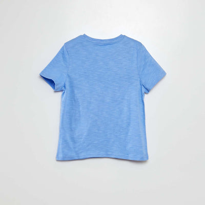 Short-sleeved T-shirt with grandad collar BLUE