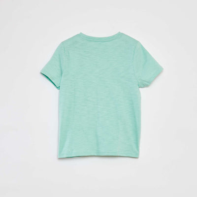 Short-sleeved T-shirt with grandad collar GREEN