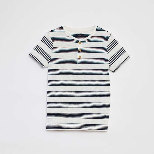 Polo shirt with henley collar BLUE