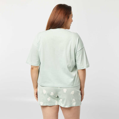 Short T-shirt + shorts pyjama set - 2-piece set GREEN
