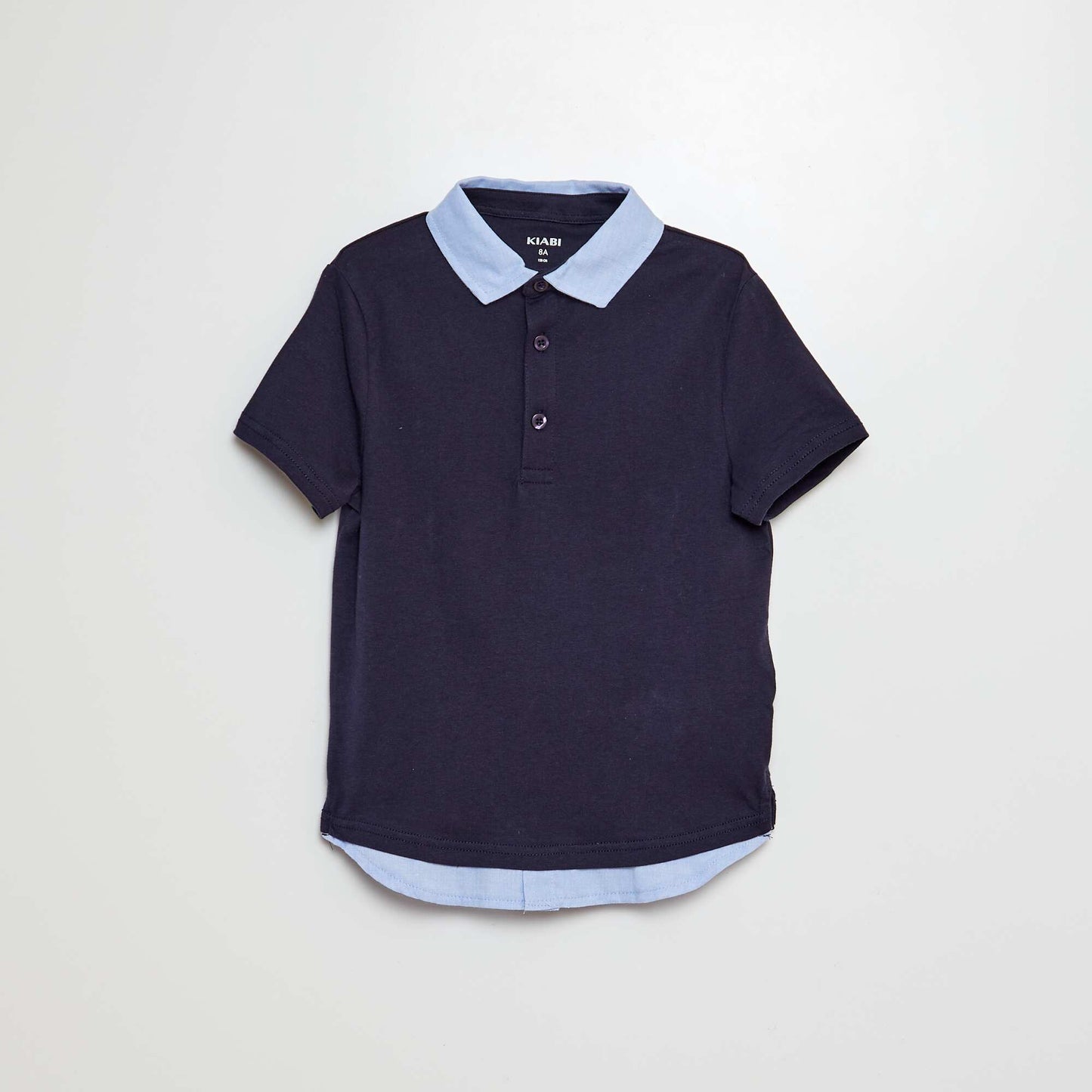 Jersey polo shirt with 2-in-1 effect short sleeves BLUE