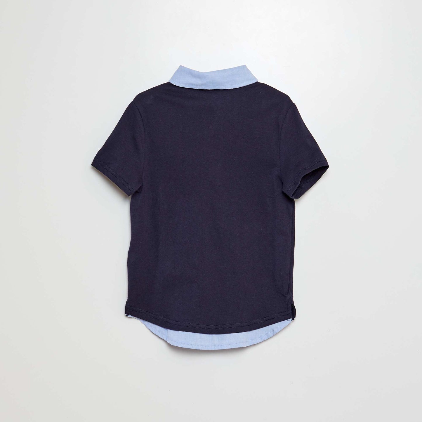 Jersey polo shirt with 2-in-1 effect short sleeves BLUE