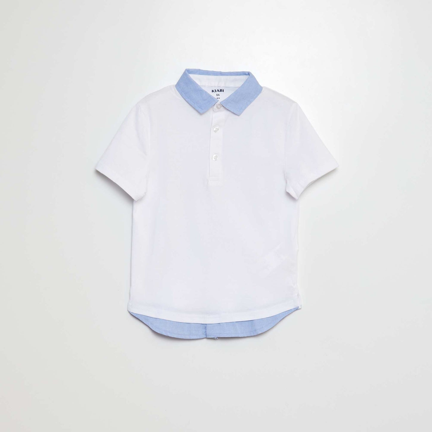 Jersey polo shirt with 2-in-1 effect short sleeves WHITE