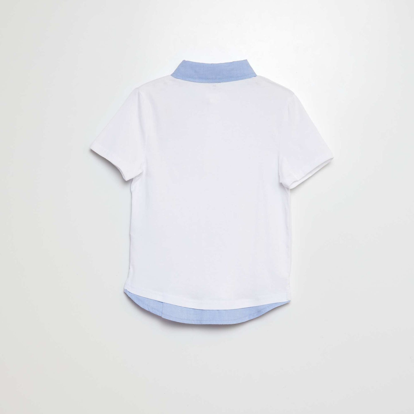 Jersey polo shirt with 2-in-1 effect short sleeves WHITE