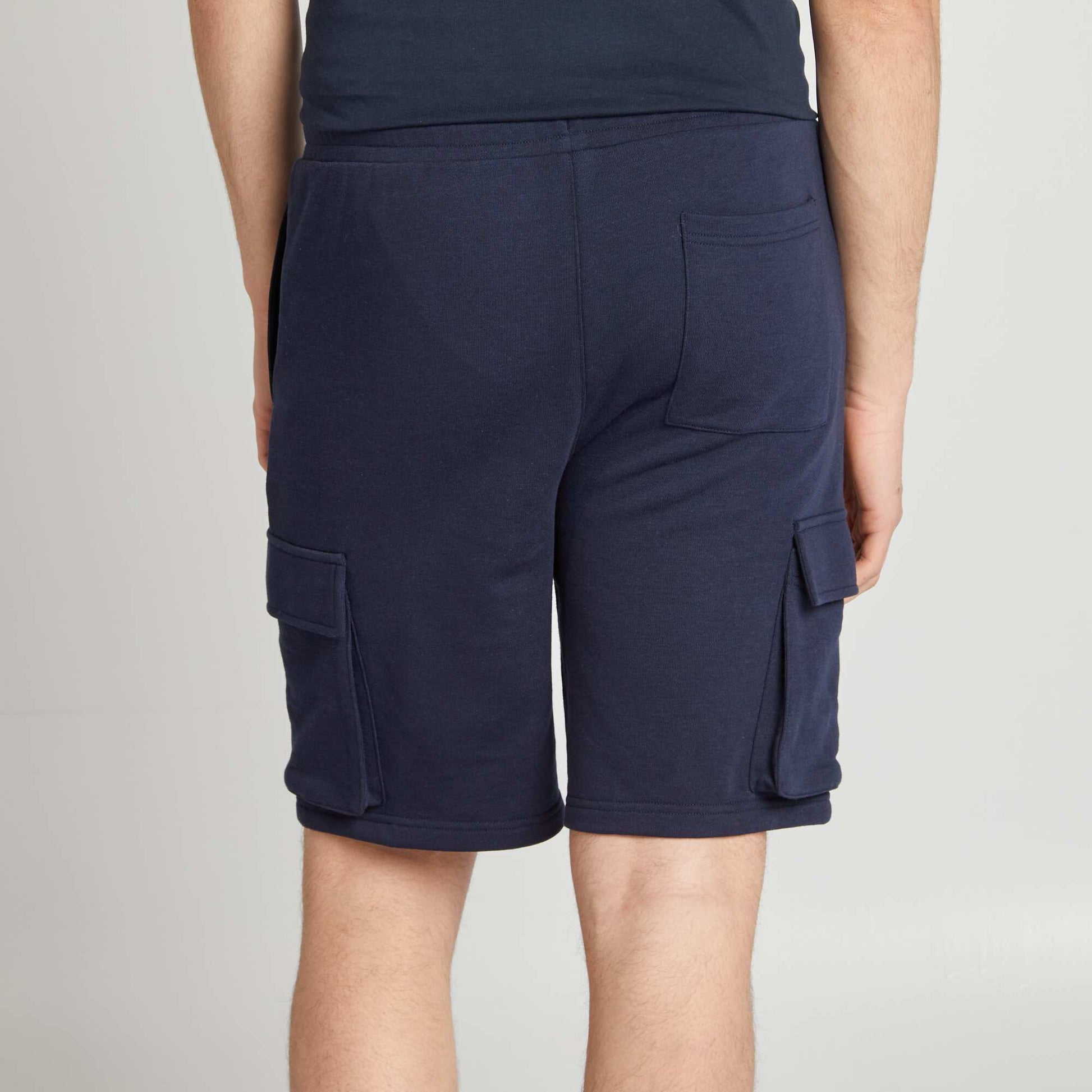 Lightweight sweatshirt fabric multi-pocket shorts BLUE