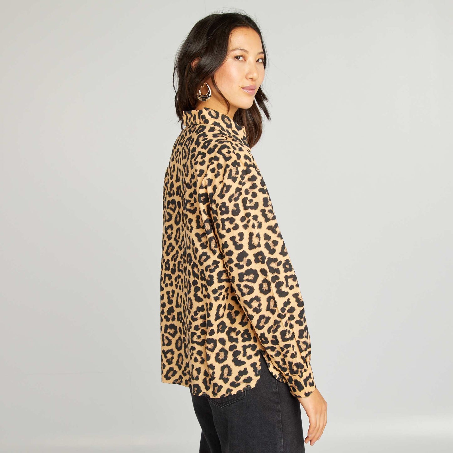 Leopard print cotton shirt BROWN