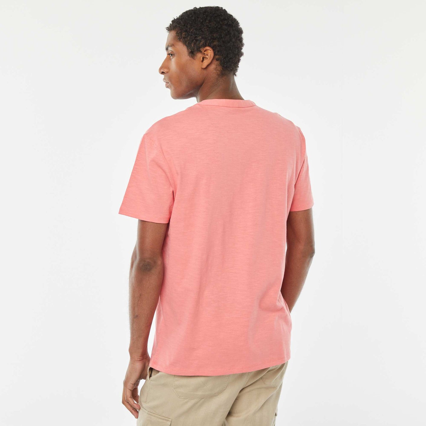 Short-sleeved T-shirt with Henley collar PINK