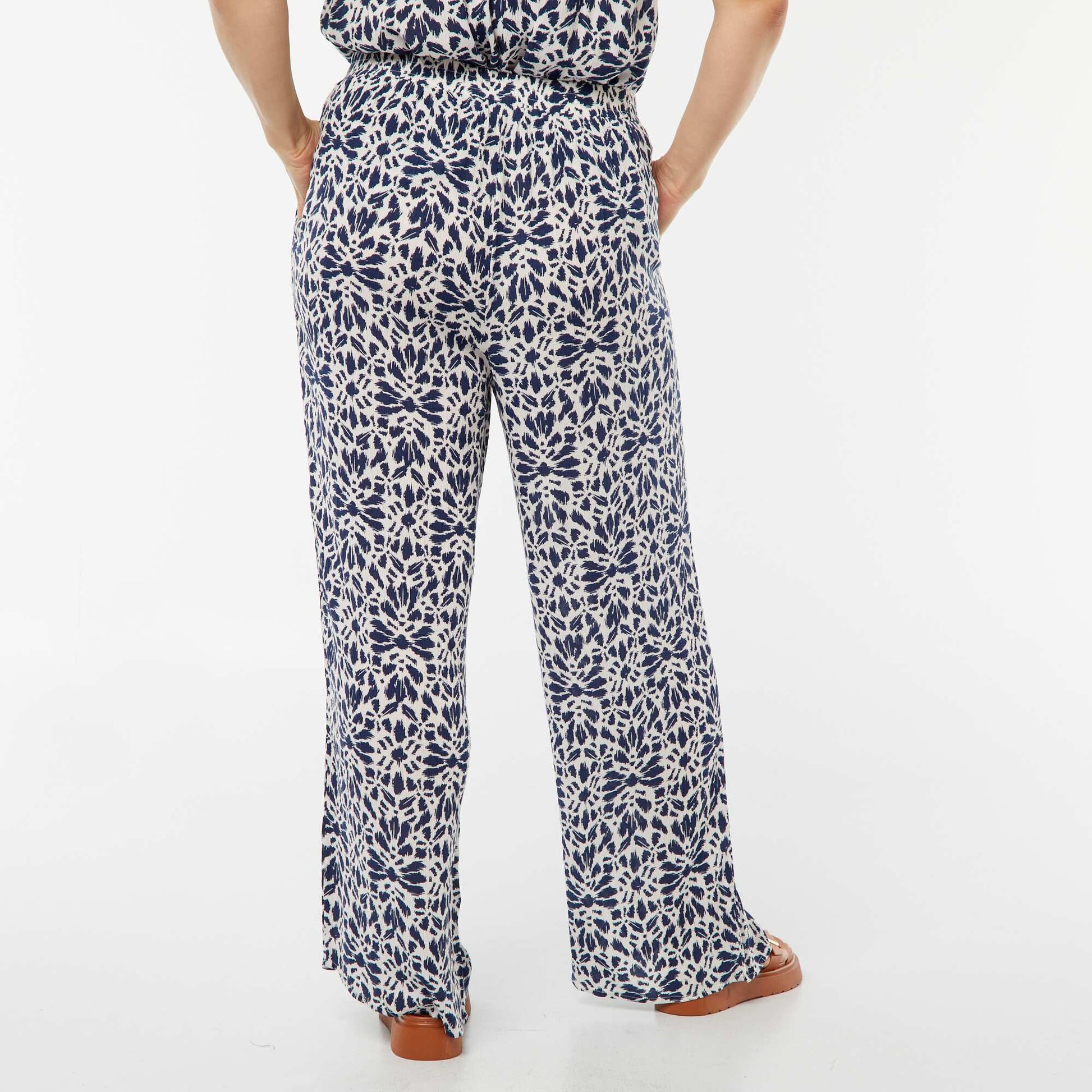 Crepe knit wide-leg trousers BLUE