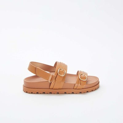 Flat sandals with decorative studs BEIGE