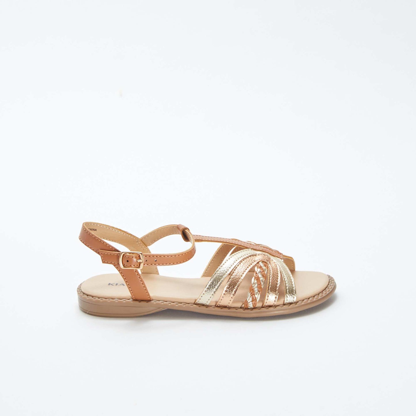 صندل ذهبي ونحاسي بإبزيم للإبزيم BEIGE