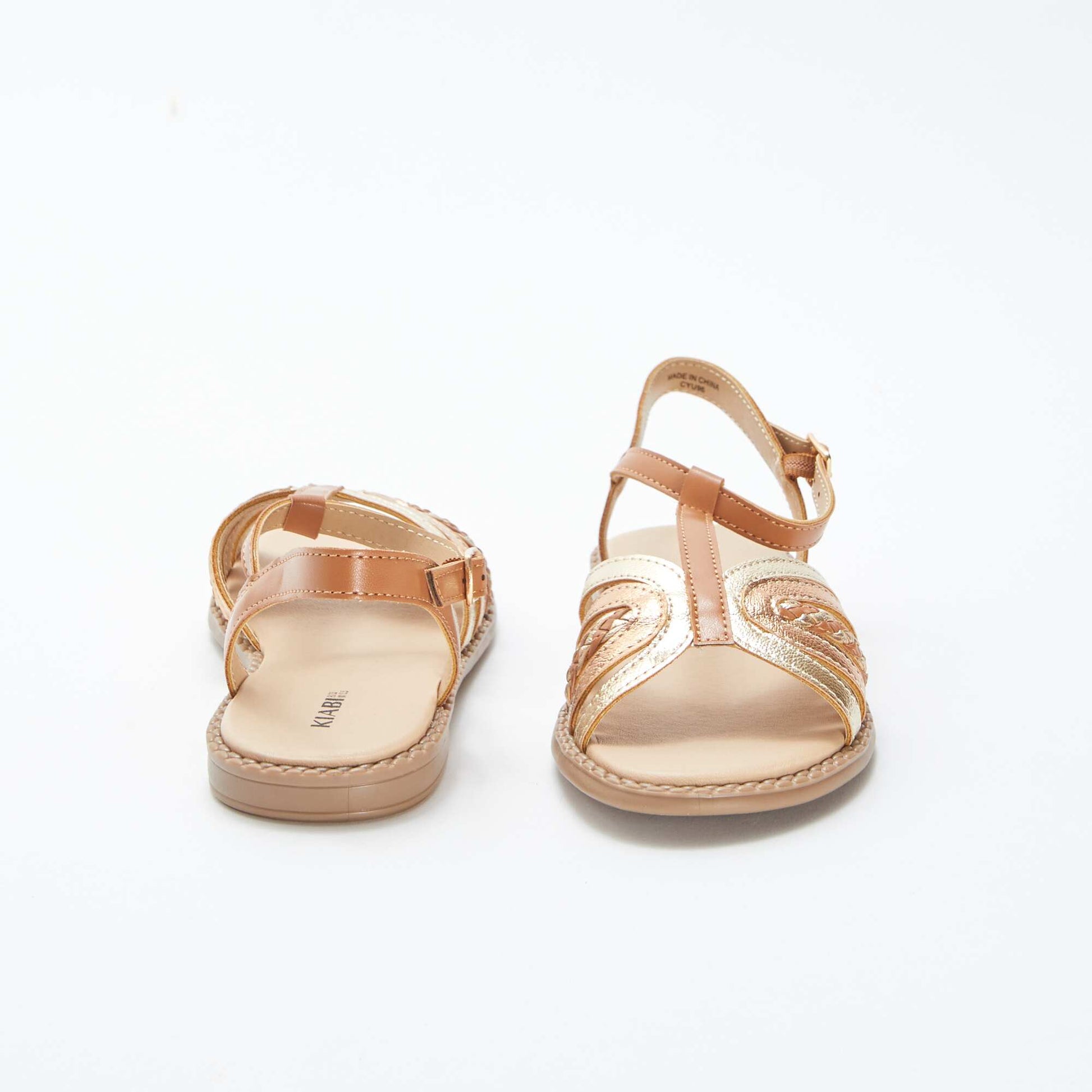 صندل ذهبي ونحاسي بإبزيم للإبزيم BEIGE