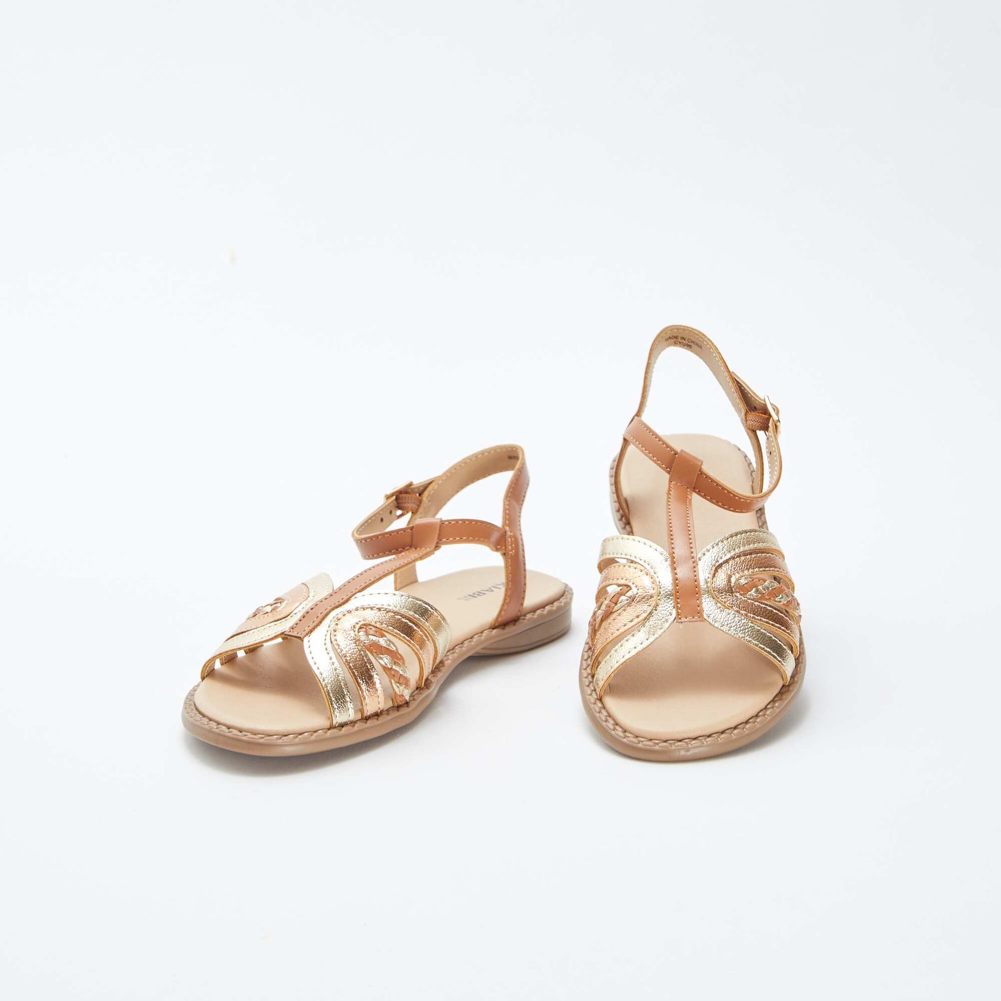صندل ذهبي ونحاسي بإبزيم للإبزيم BEIGE