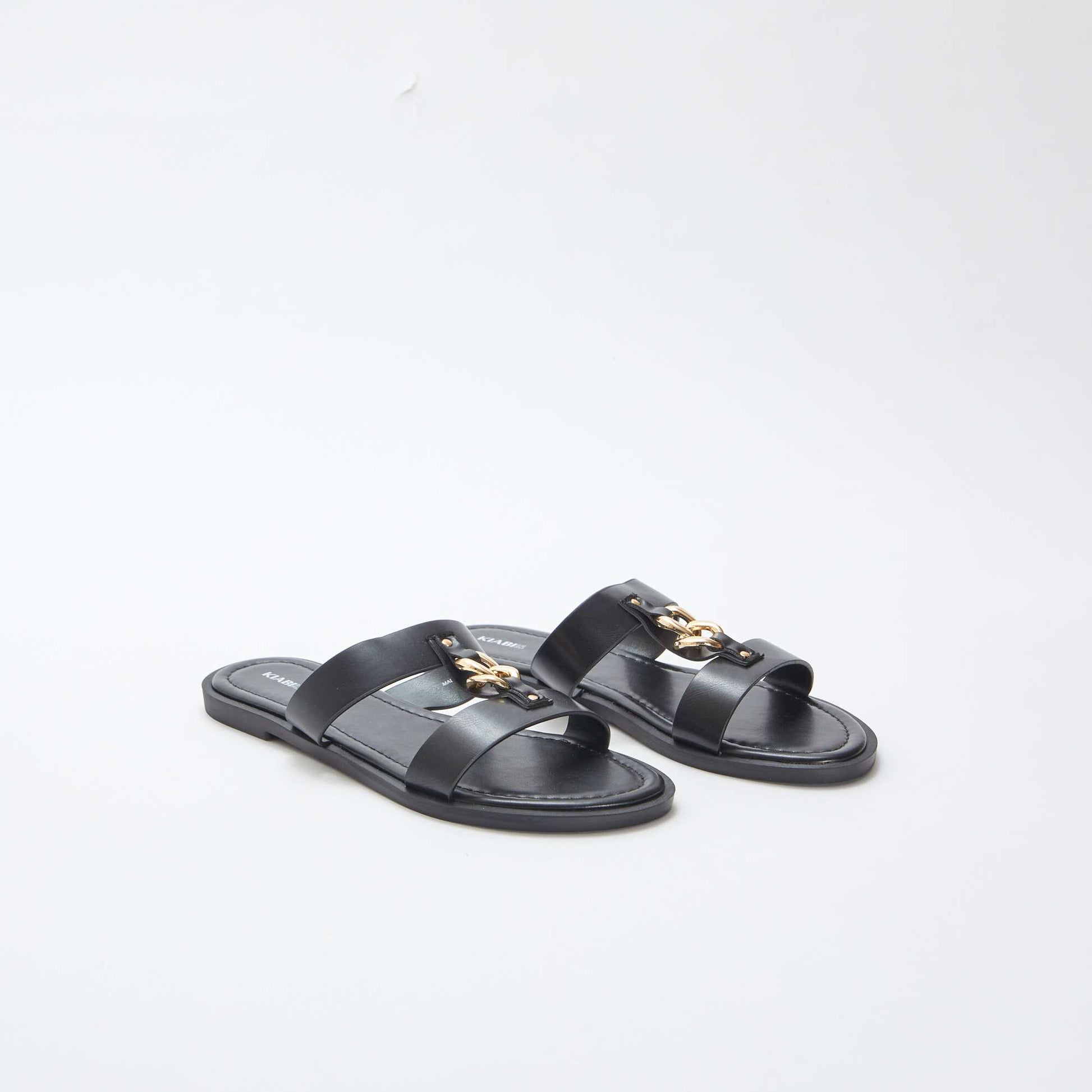Flat mules with decorative jewels BLACK