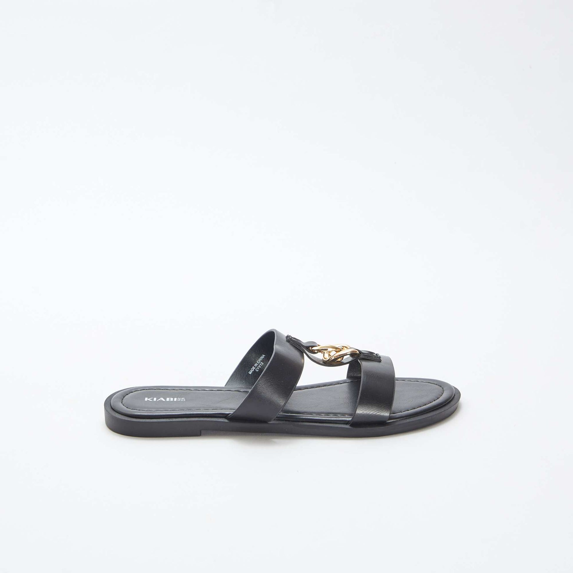 Flat mules with decorative jewels BLACK