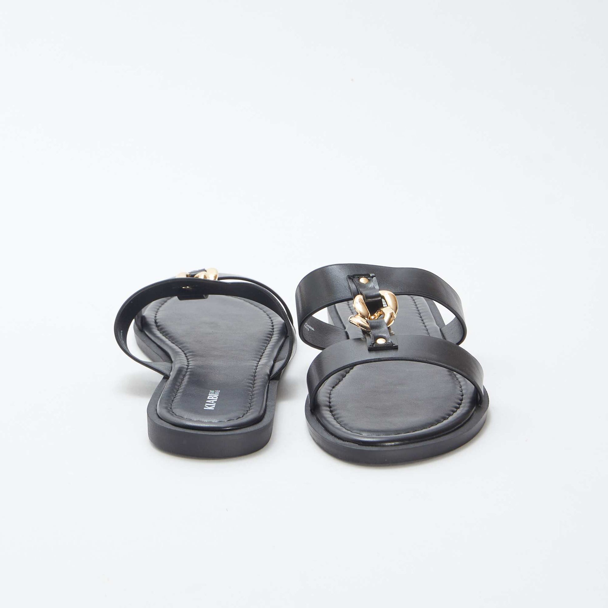 Flat mules with decorative jewels BLACK