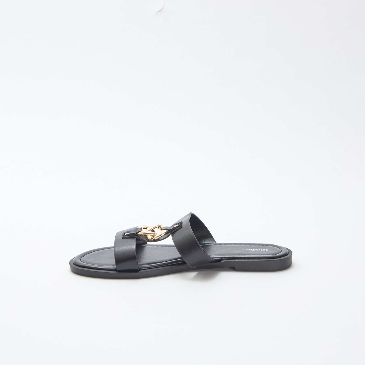 Flat mules with decorative jewels BLACK