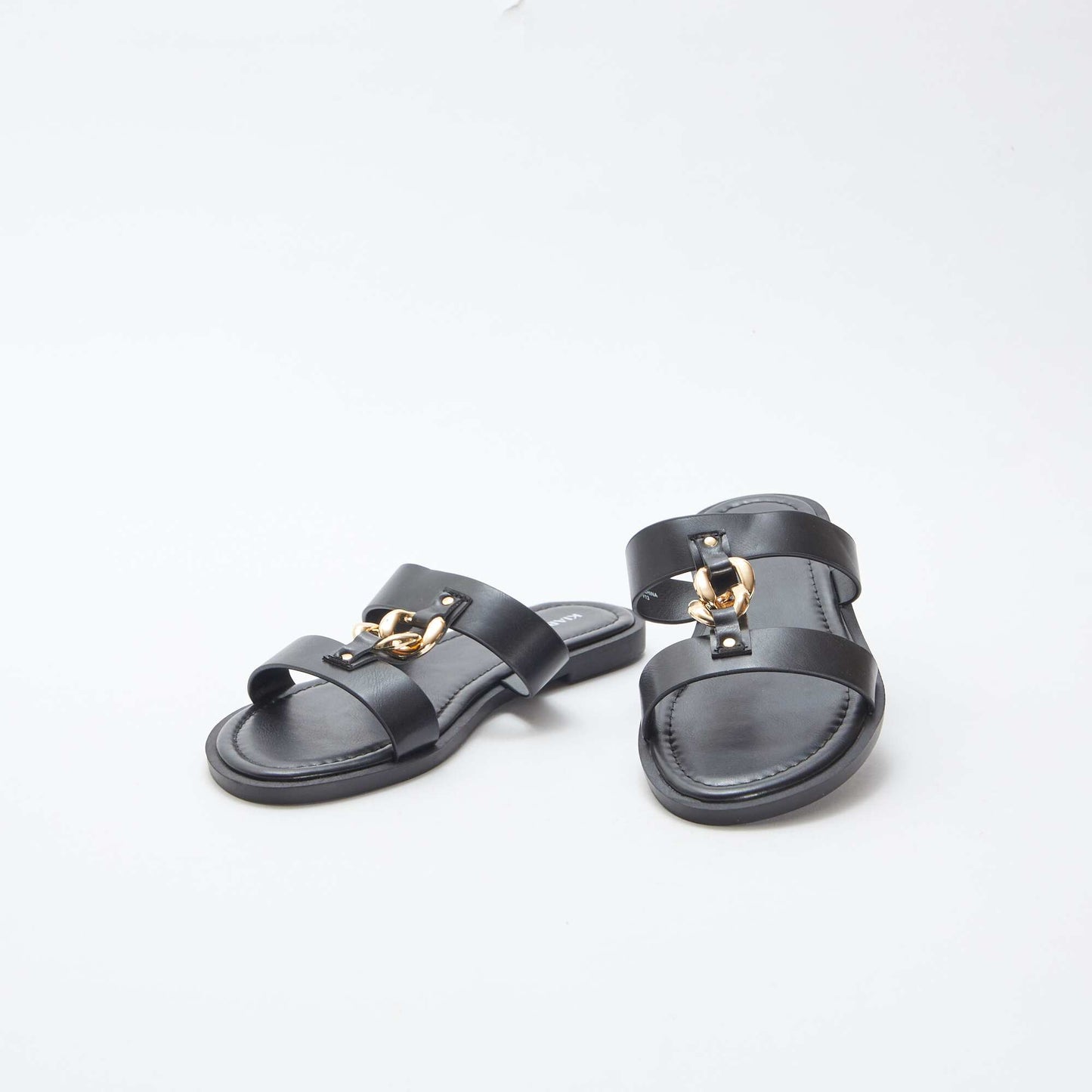 Flat mules with decorative jewels BLACK