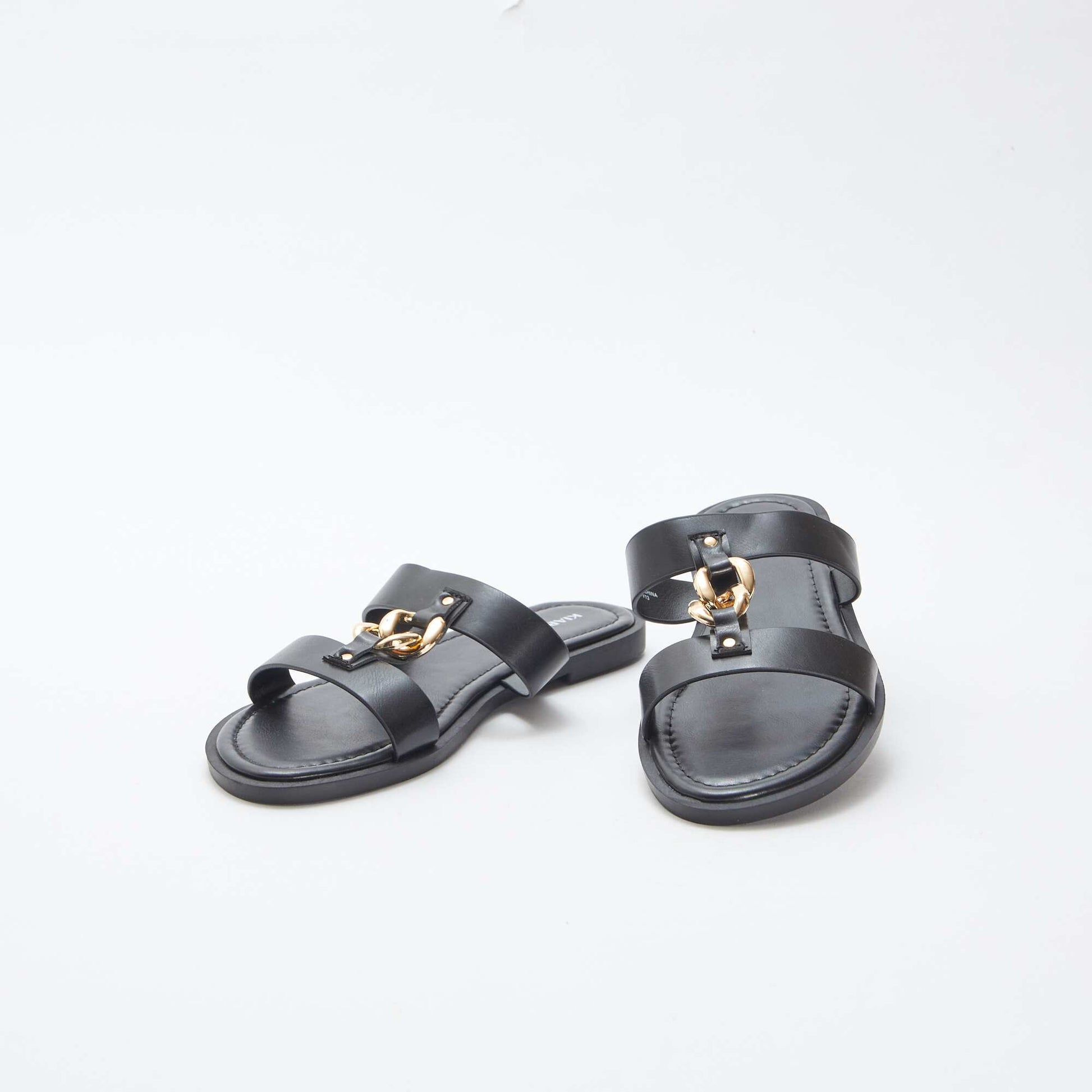 Flat mules with decorative jewels BLACK