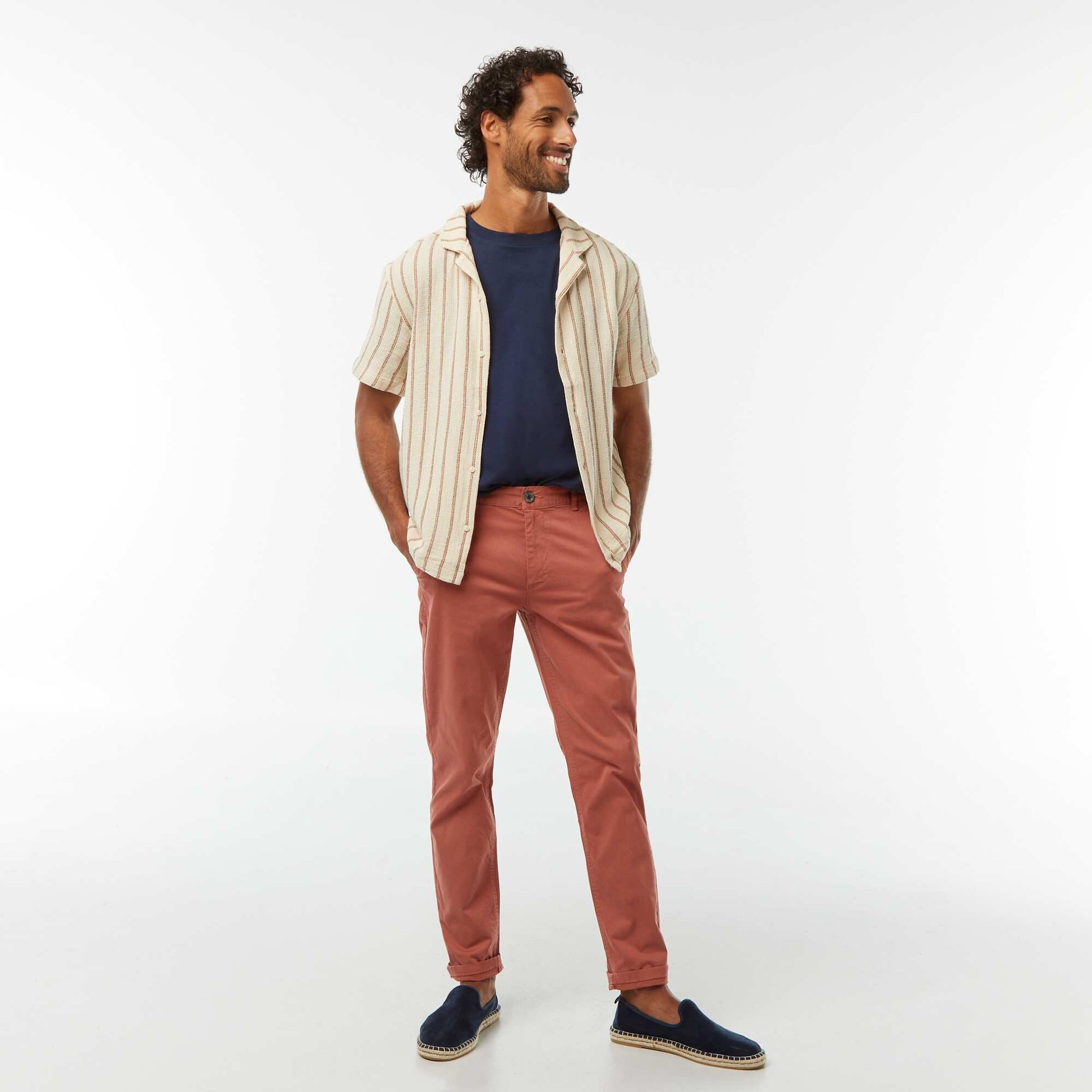 Short-sleeved striped shirt WHITE