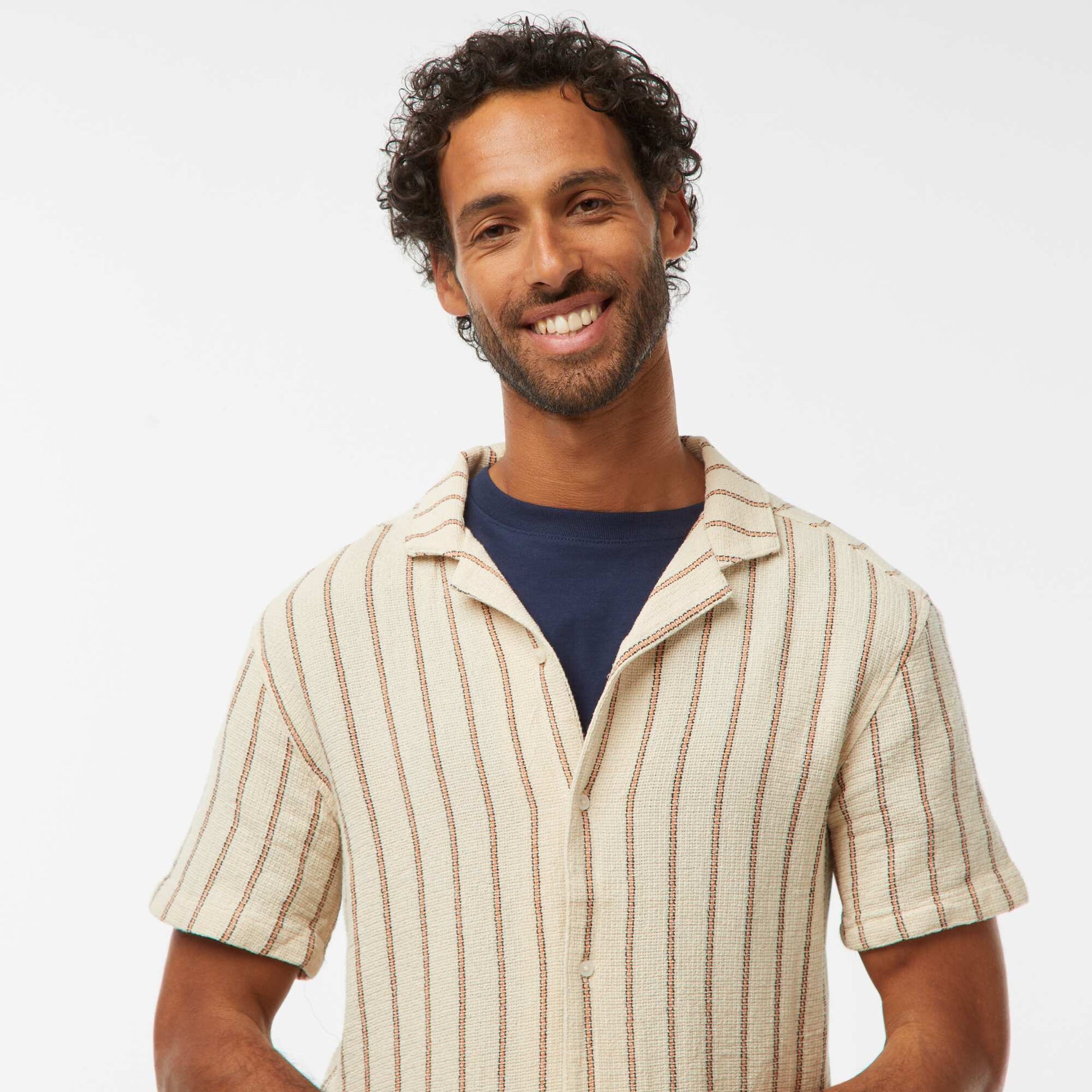 Short-sleeved striped shirt WHITE