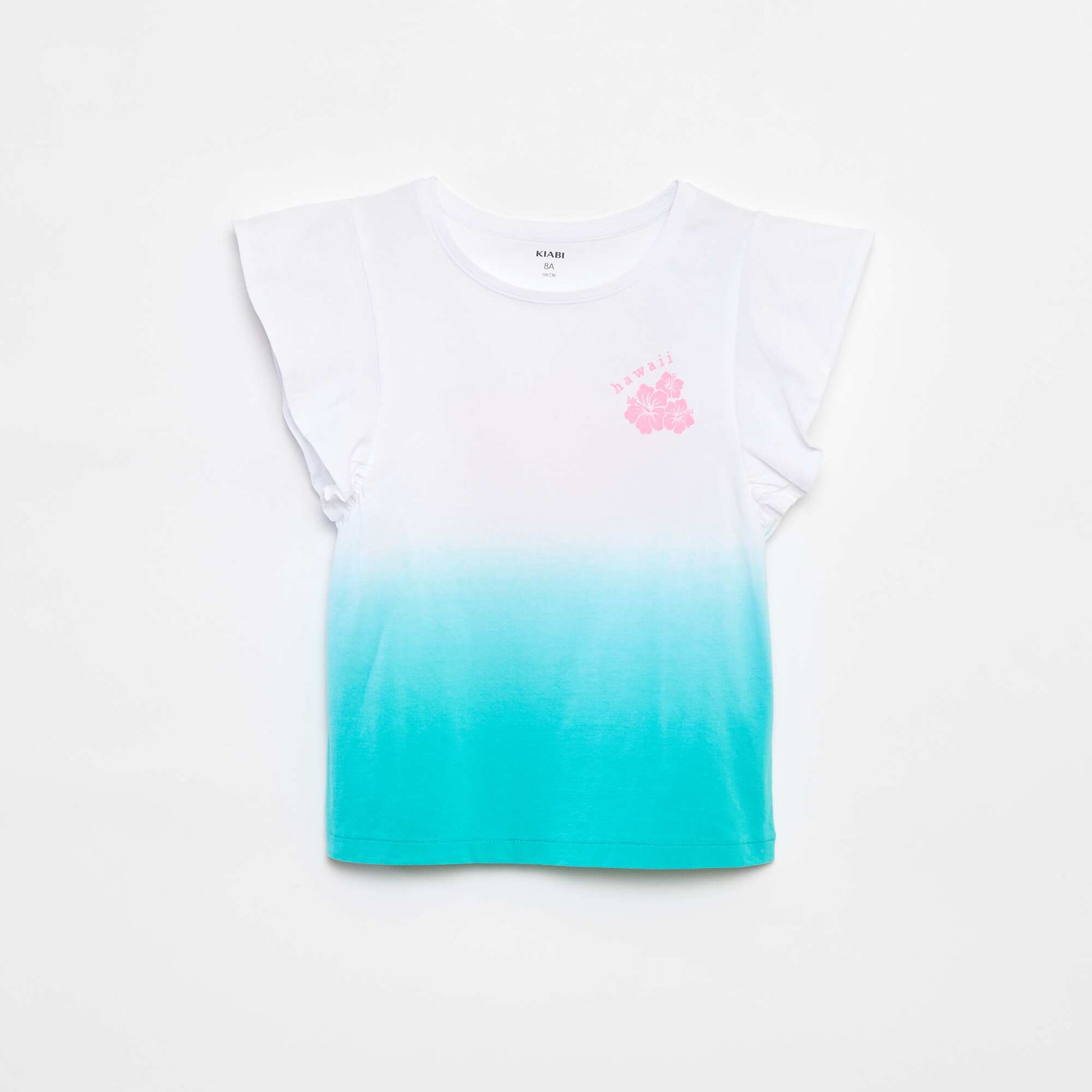 Jersey T-shirt with ruffled sleeves GREEN