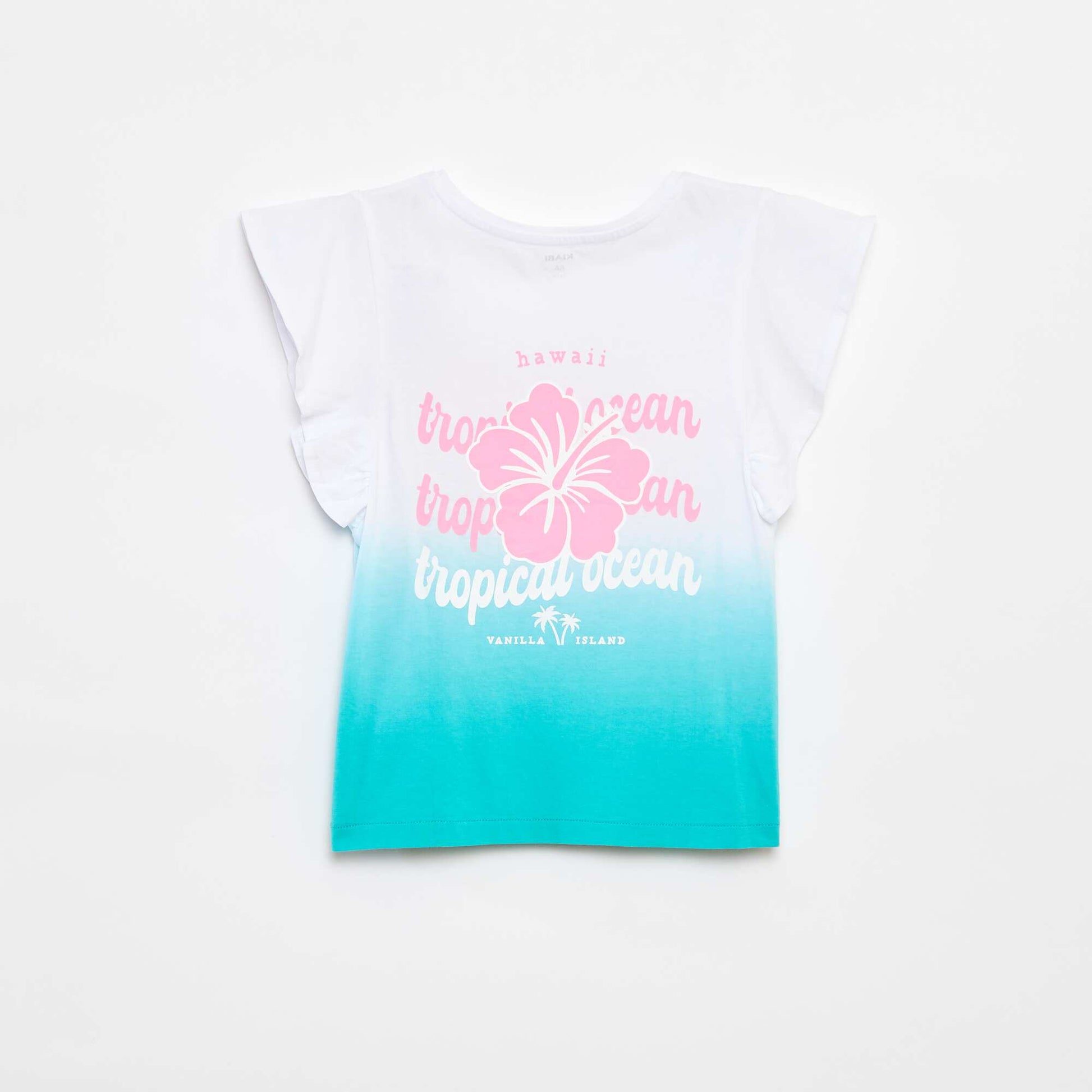 Jersey T-shirt with ruffled sleeves GREEN