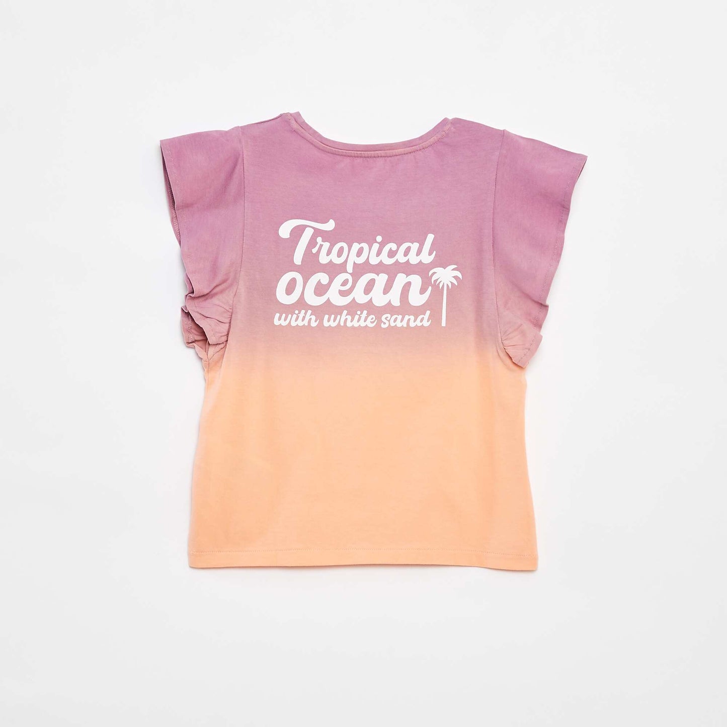 Jersey T-shirt with ruffled sleeves PURPLE
