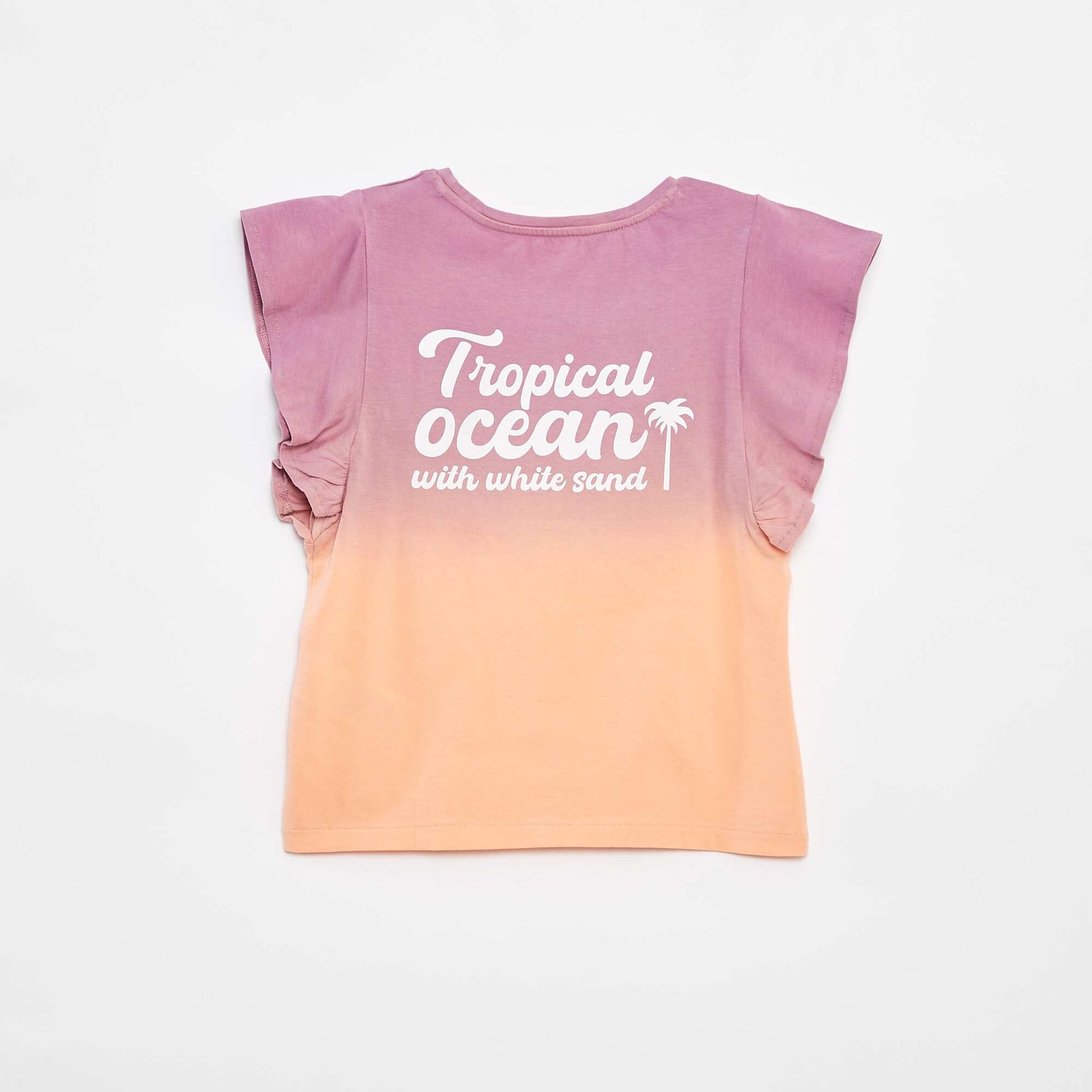Jersey T-shirt with ruffled sleeves PURPLE
