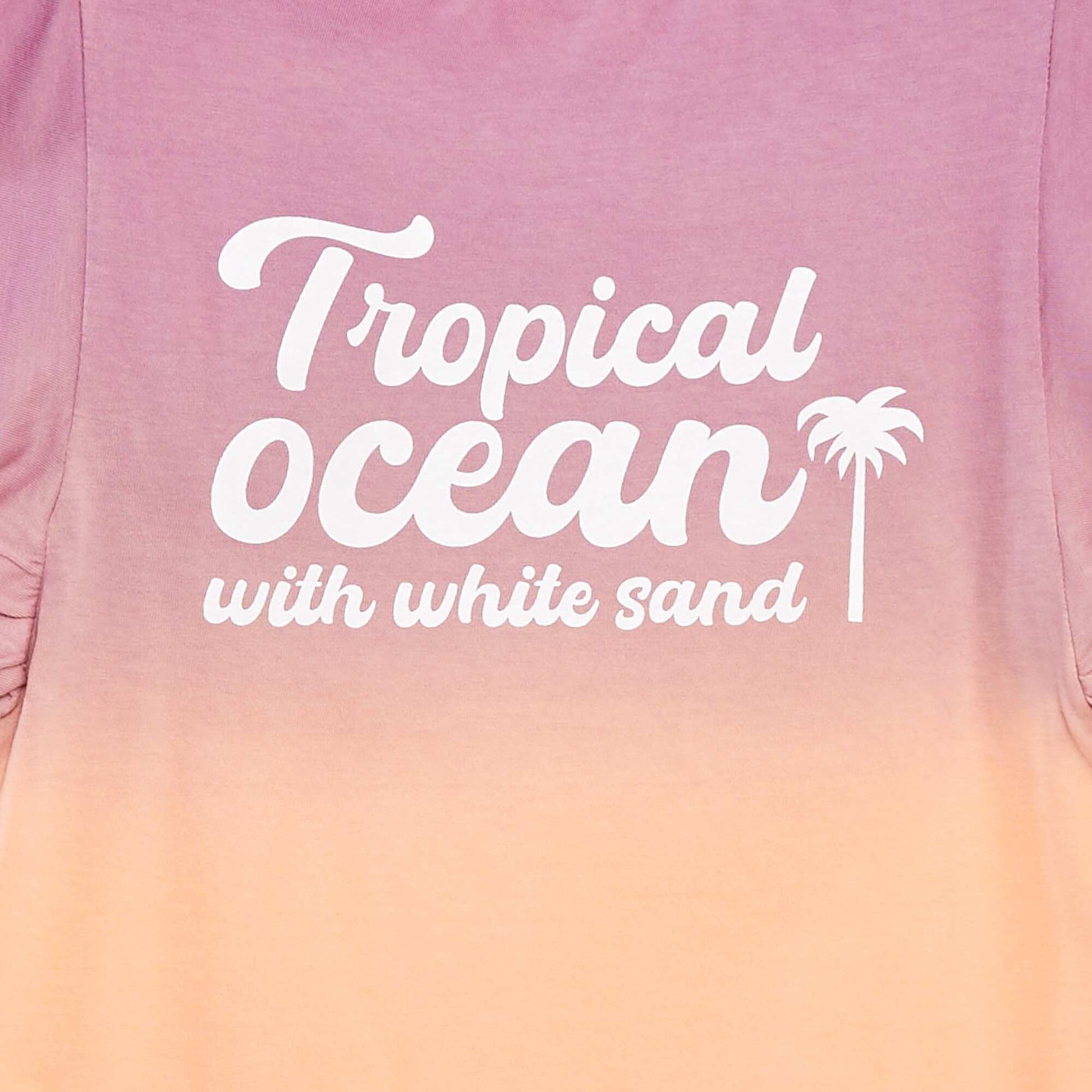 Jersey T-shirt with ruffled sleeves PURPLE