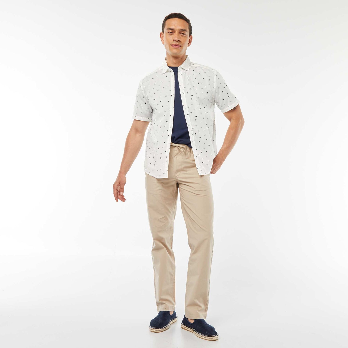Short-sleeved straight-cut shirt WHITE