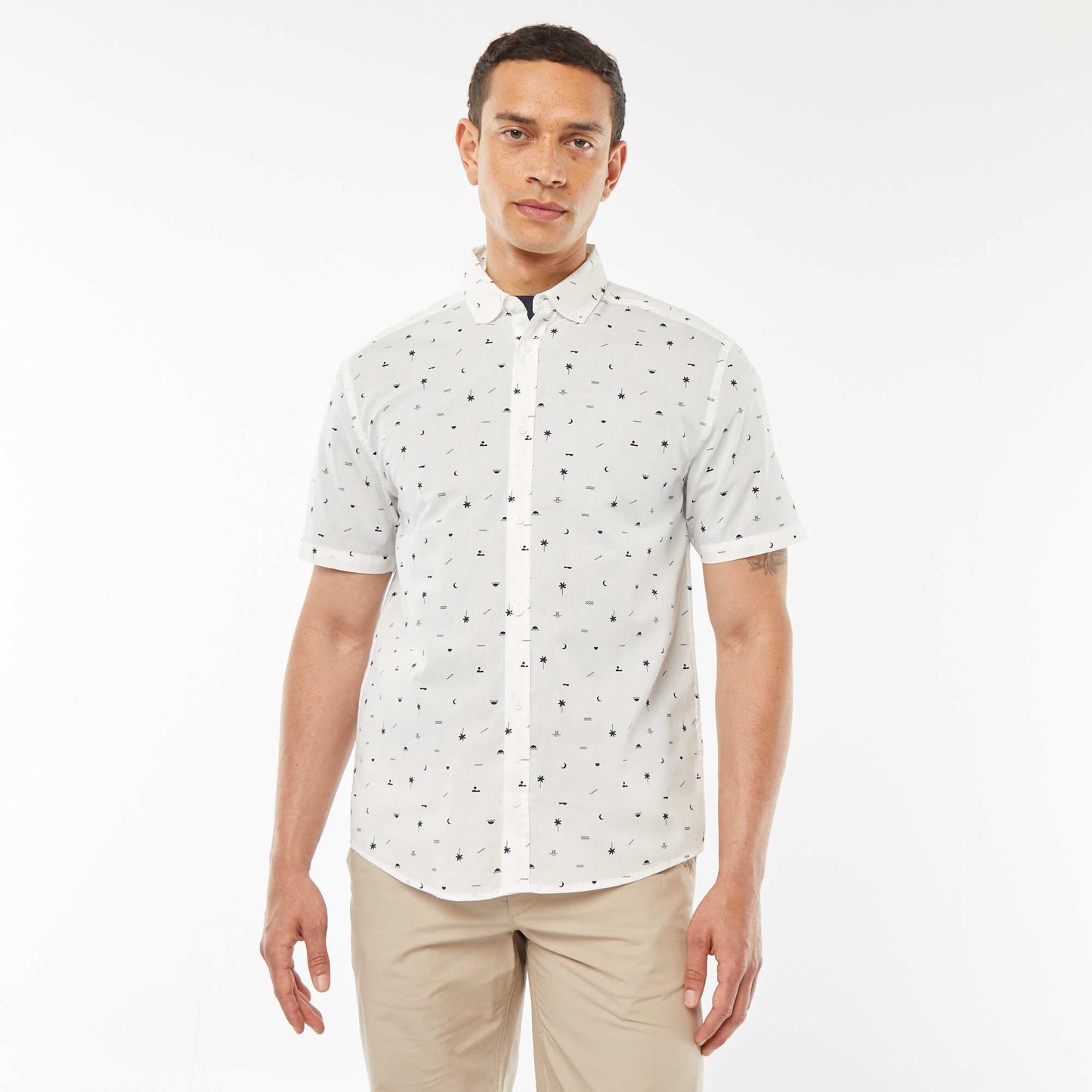 Short-sleeved straight-cut shirt WHITE